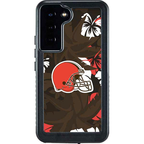 NFL Cleveland Browns Tropical Print Galaxy S24 Plus Waterproof Case